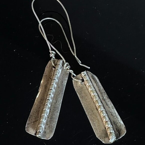 Sterling Silver 925 Pea Pod Drop Earrings Drop Dangle Handmade Artisan Boho - Picture 6 of 7